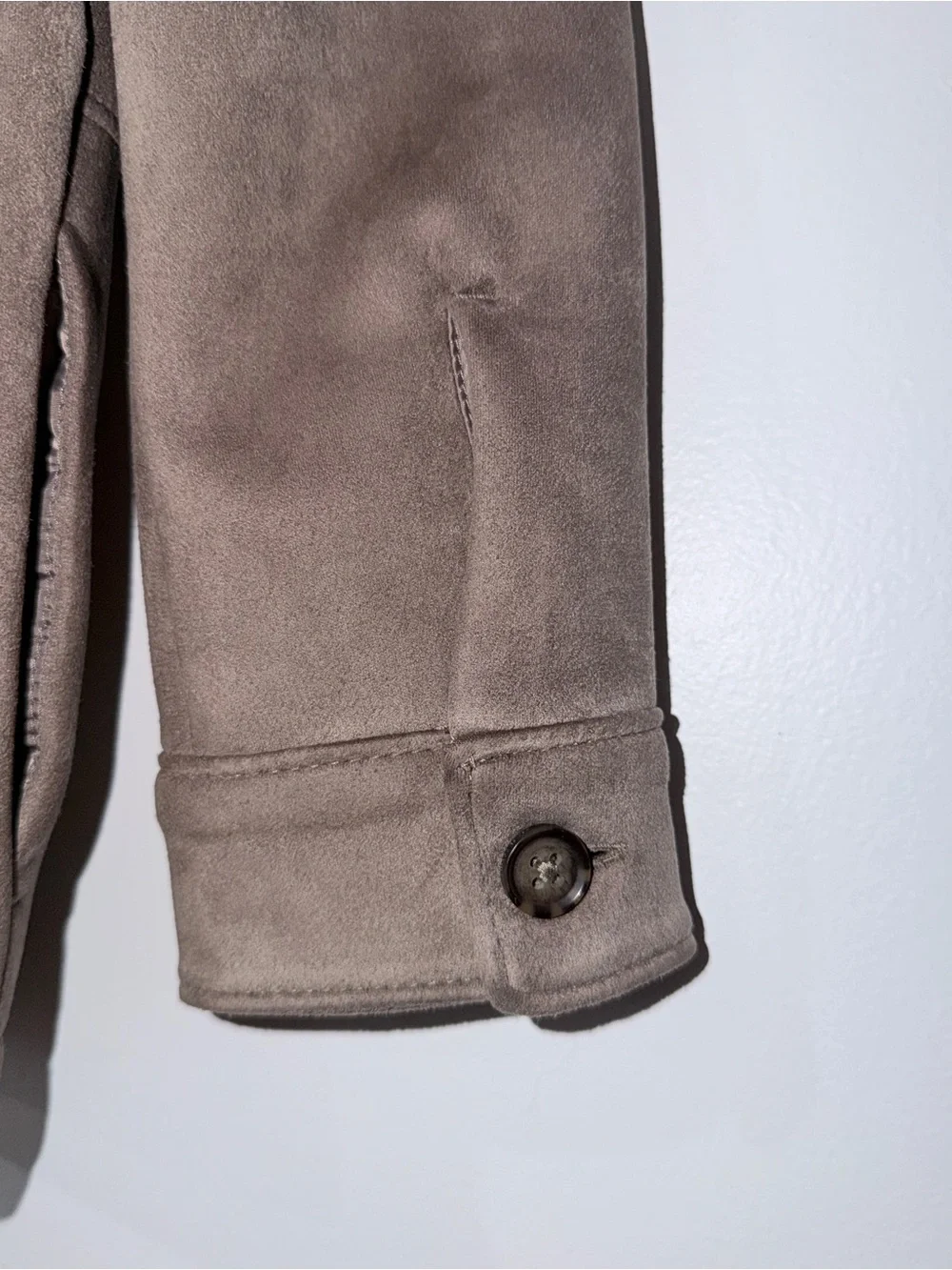 abercrombie kids taupe zip-front suede-look jacket